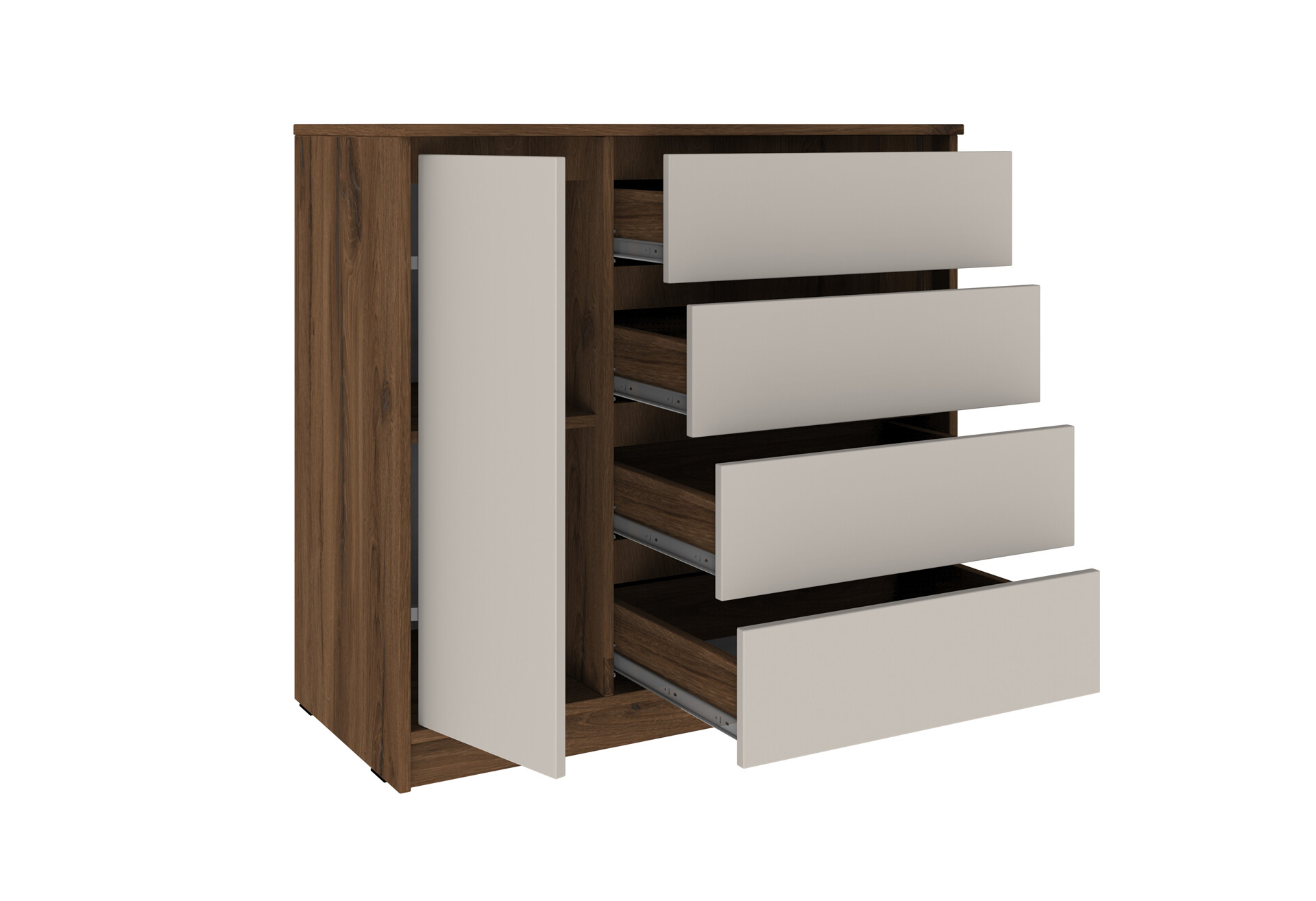 Фото 3 - Комод Київський стандарт №11 лівий з дверцею та 4 шухлядами 90 см дуб ліворно / кашемір