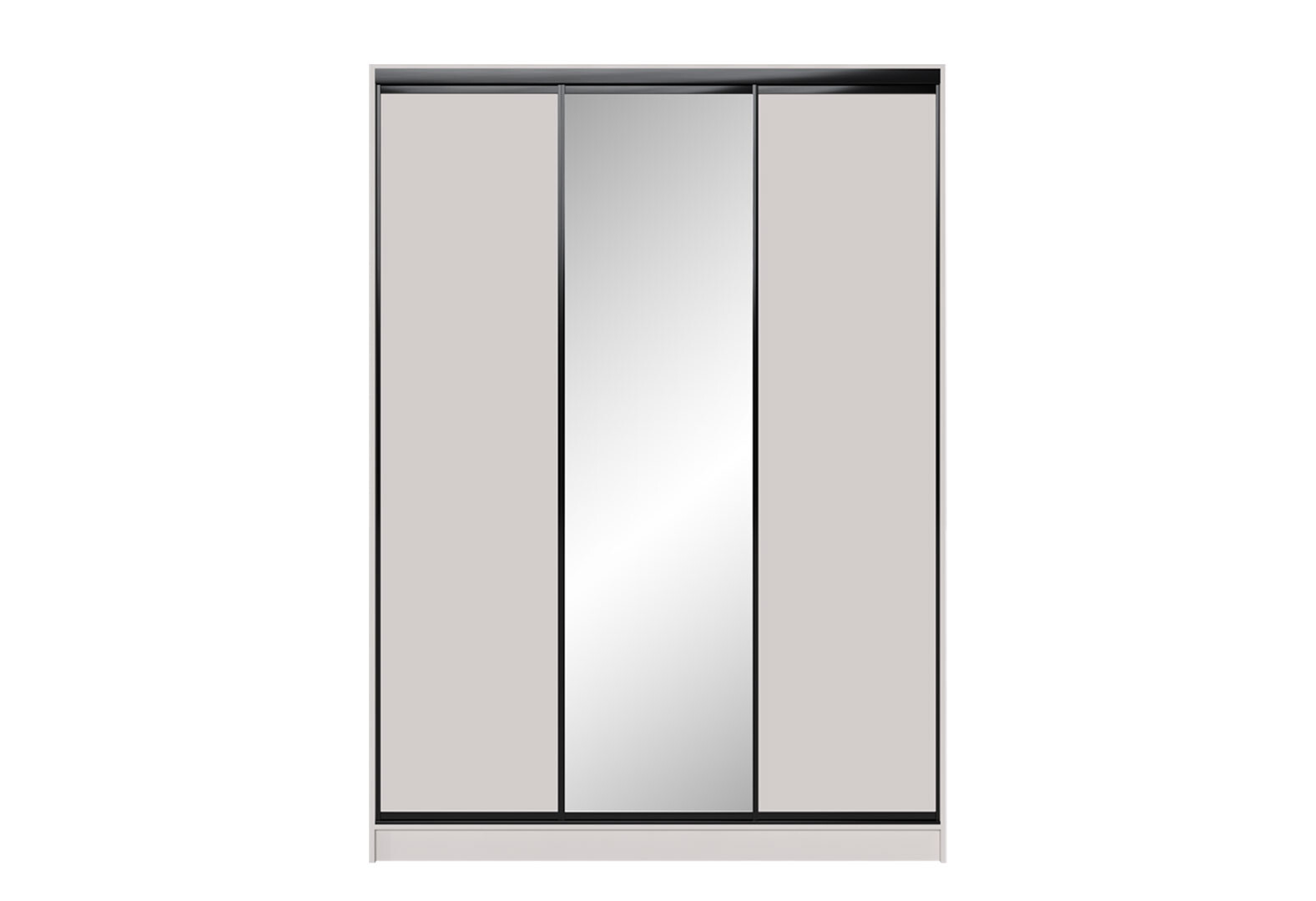 Фото 3 - Шафа-купе Мебель Стар 3-дверный 1800х2500х600 с зеркалом, Кашемир, профиль BG (черный глянец)