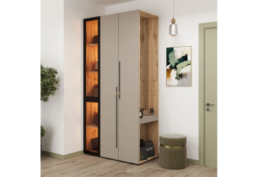 Фото Прихожая Svit Mebliv Спейс с витриной 120 см, дуб аппалачи / кашемир