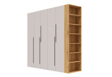 Фото Шкаф Svit Mebliv Спейс пятидверная с боковыми полками 220х220х57 см, дуб аппалачи / кашемир