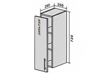 Фото В1 Полки + фасад петли 200х720 Лори / Lori Вип-Мастер