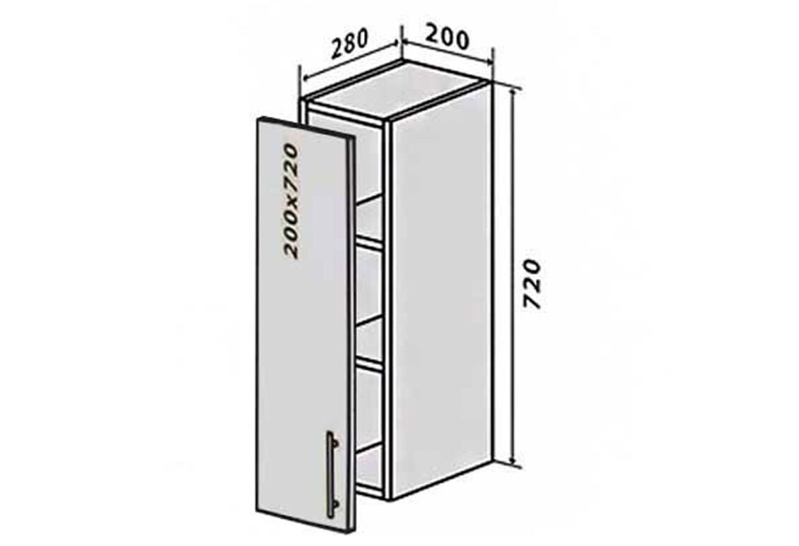 Фото В1 Полки + фасад петли 200х720 Лори / Lori Вип-Мастер