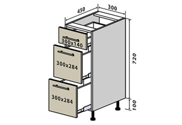 Фото Н8 Тумба 3Ш 30 Лори / Lori Вип-Мастер