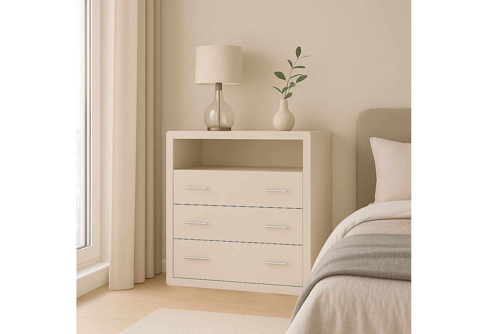 Фото 2 - Комод Arbor Drev Глорія з 3 шухлядами і полицею 97 см бук, кашемір