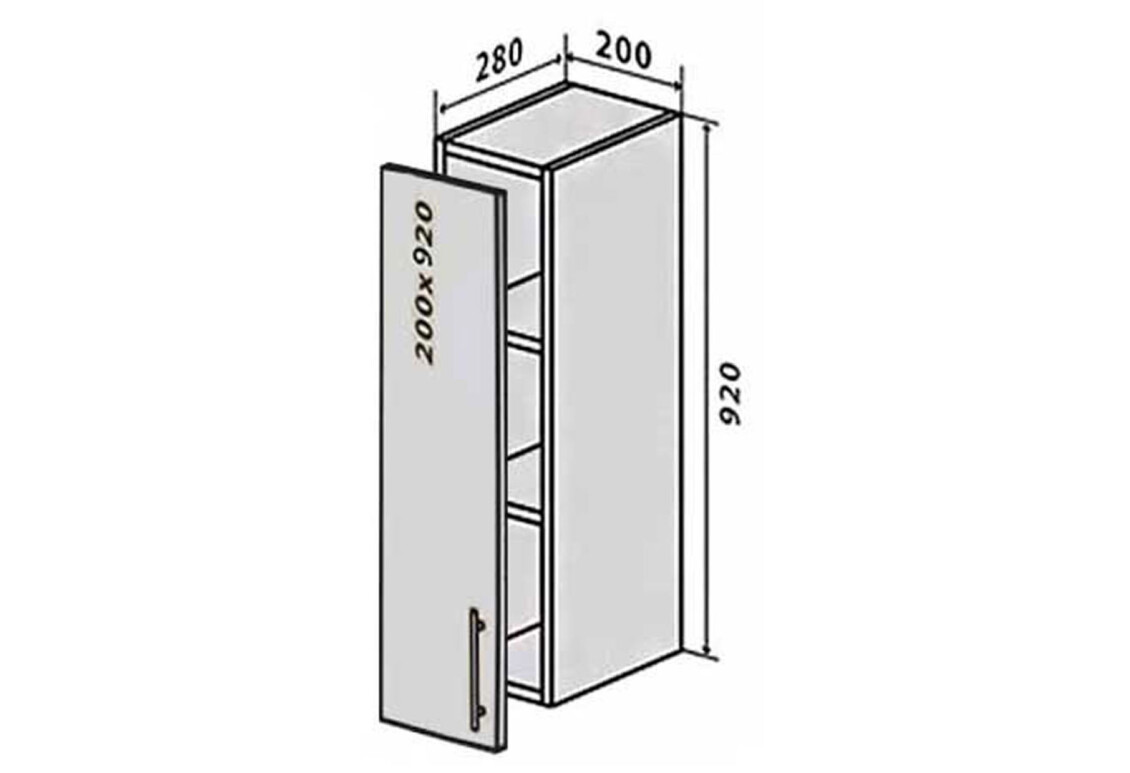 Фото В41 Полиці + фасад петлі 200х920 Прайм / Prime VIP-master