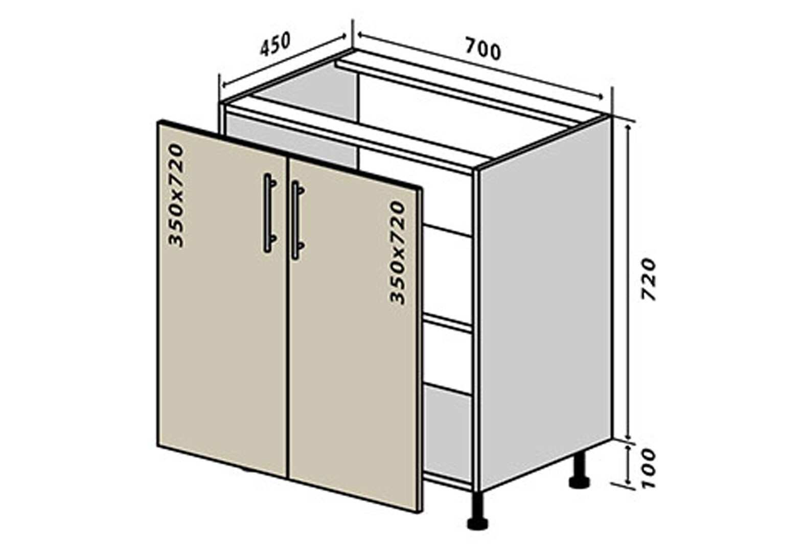 Фото 1 - Н43 Тумба 2Д 70 Прайм / Prime Вип-Мастер