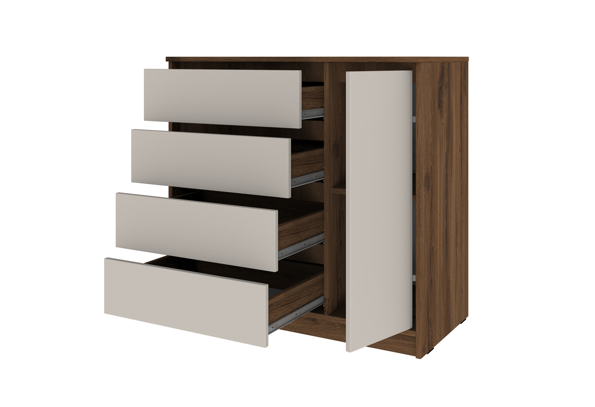 Фото 3 - Комод Київський стандарт №11 правий з дверцею та 4 шухлядами 90 см дуб ліворно / кашемір