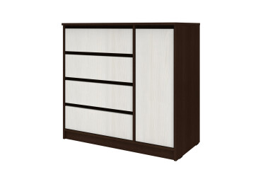 Фото Комод Киевский стандарт №11 правый с дверкой и 4 ящиками 90 см венге / белый структурный new