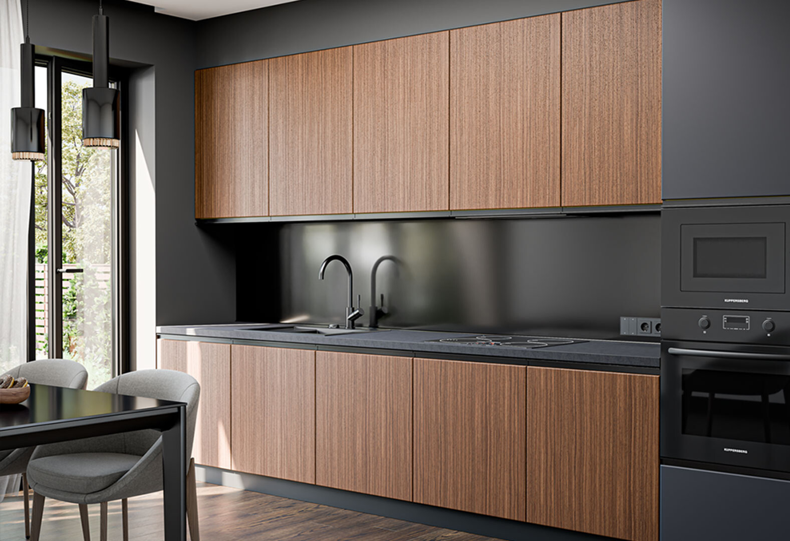 Фото 1 - Кухня VIP-master Лорі Люкс / Lori Luxe 360 см, горіх браун V