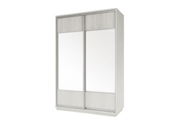 Фото Шкаф-купе 2D 1000x600x2100 Корпус Аляска серая Фасад Комби 460 Al-2шт зеркало + ДСП Аляска сера Креденс Фениче