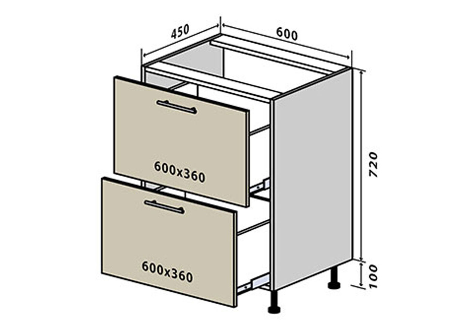 Фото 1 - Н10 Тумба 2Ш 60 Вудлайн / WoodLine Вип-Мастер