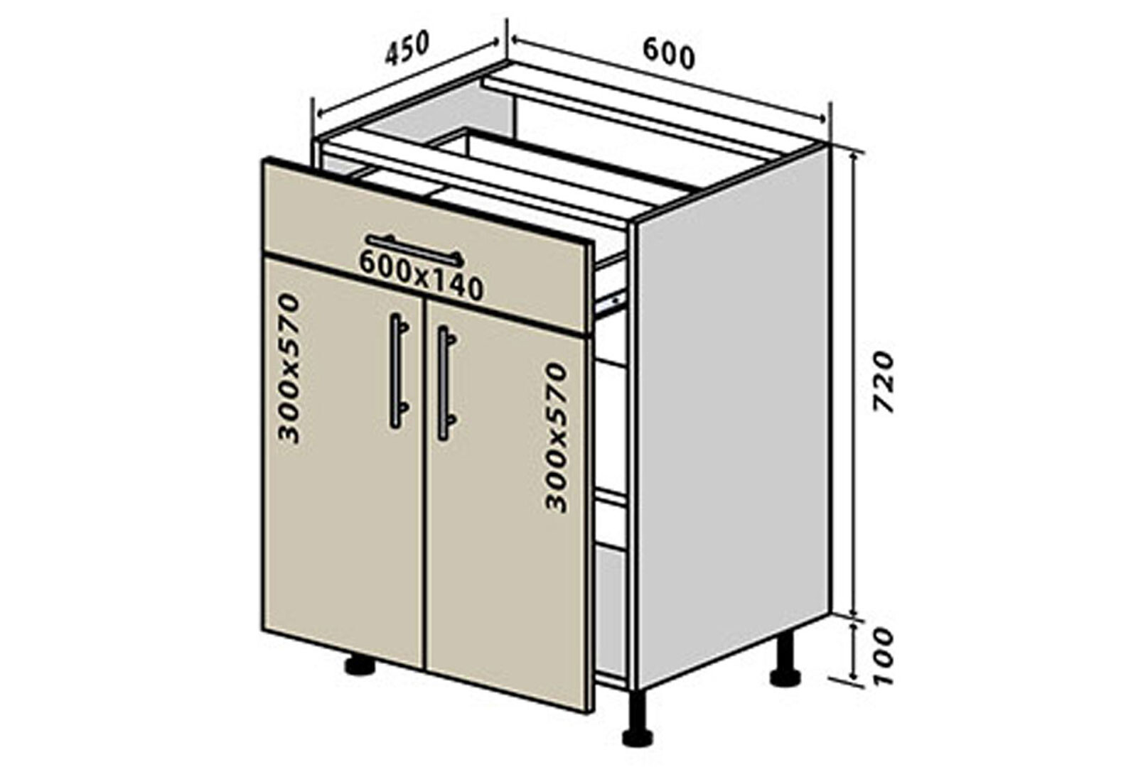 Фото 1 - Н30 Тумба 1Ш2Д 60 Вудлайн / WoodLine Вип-Мастер
