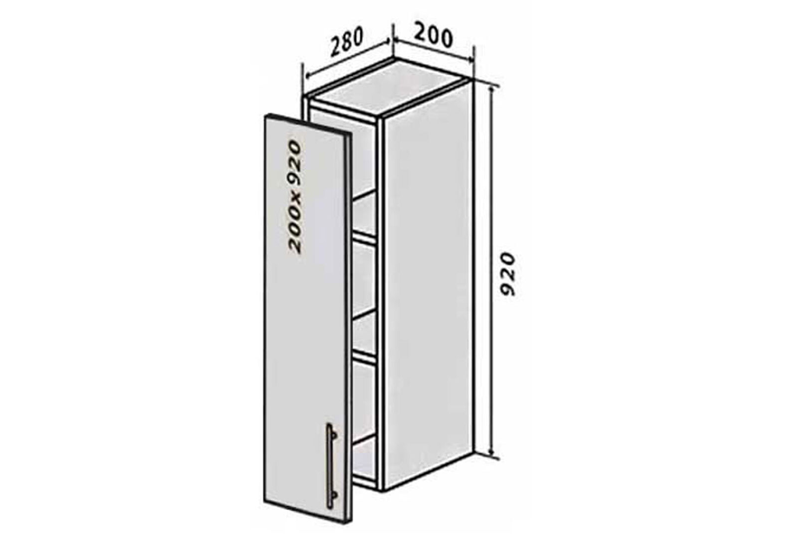 Фото 1 - В41 Полиці + фасад петлі 200х920 Вудлайн / WoodLine VIP-master