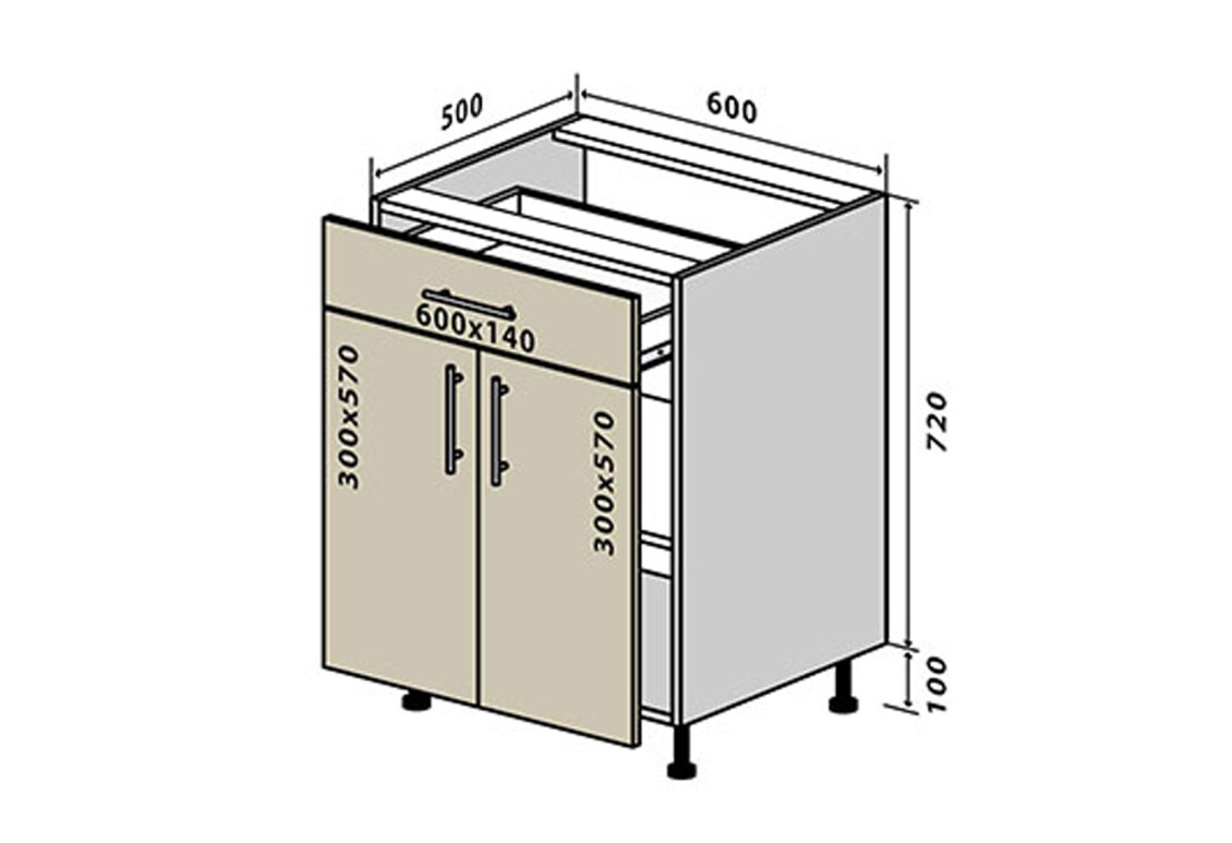 Фото Н30 Тумба 1Ш2Д 60 Вудлайн Люкс / WoodLine Luxe Вип-Мастер