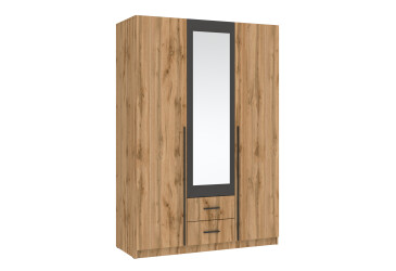 Фото Шафа Київський стандарт Ліон 3Д2Ш 3-дверна з дзеркалом 136 см дуб аппалачі / антрацит