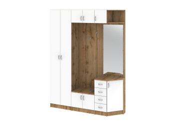 Фото Прихожая Киевский стандарт Классика Д 8-дверный правый с ящиками 180 см дуб аппалачи / нимфея альба