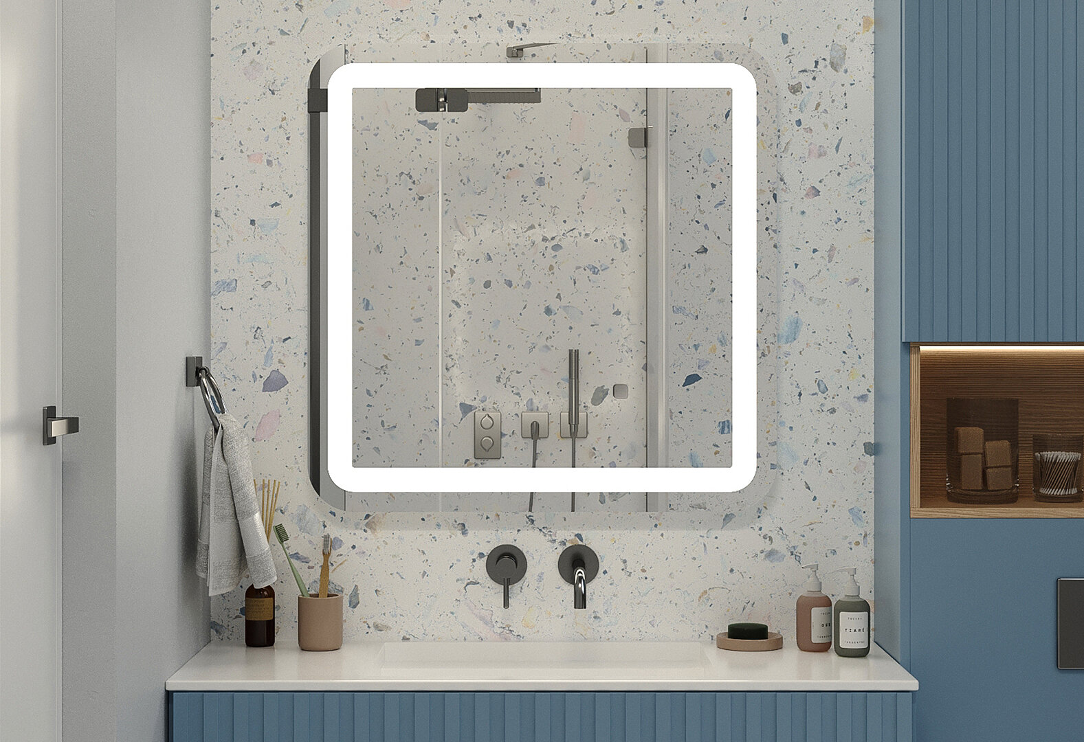 Фото 2 - Зеркало София 700х700 кнопка Moreli