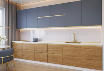 Фото Кухня VIP-master Прайм / Лори 360 см, темно-синий / дуб классический Н