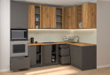 Фото 3 - Кухня угловая MiroMark Лео / Leo 2.8х1.62 м, дуб крафт золотой / графит