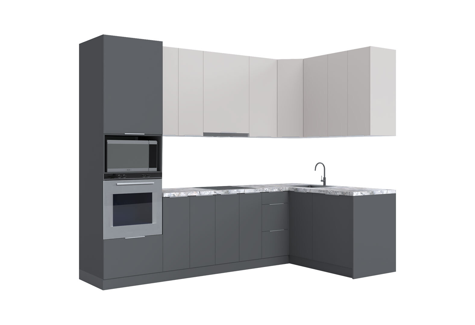 Фото 4 - Кухня угловая MiroMark Лео / Leo 2.8х1.62 м, кашемир / графит