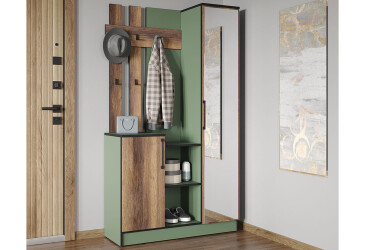 Фото Прихожая Moreli KO-0004 Корнелия зеленый дымчатый / дуб кверкус