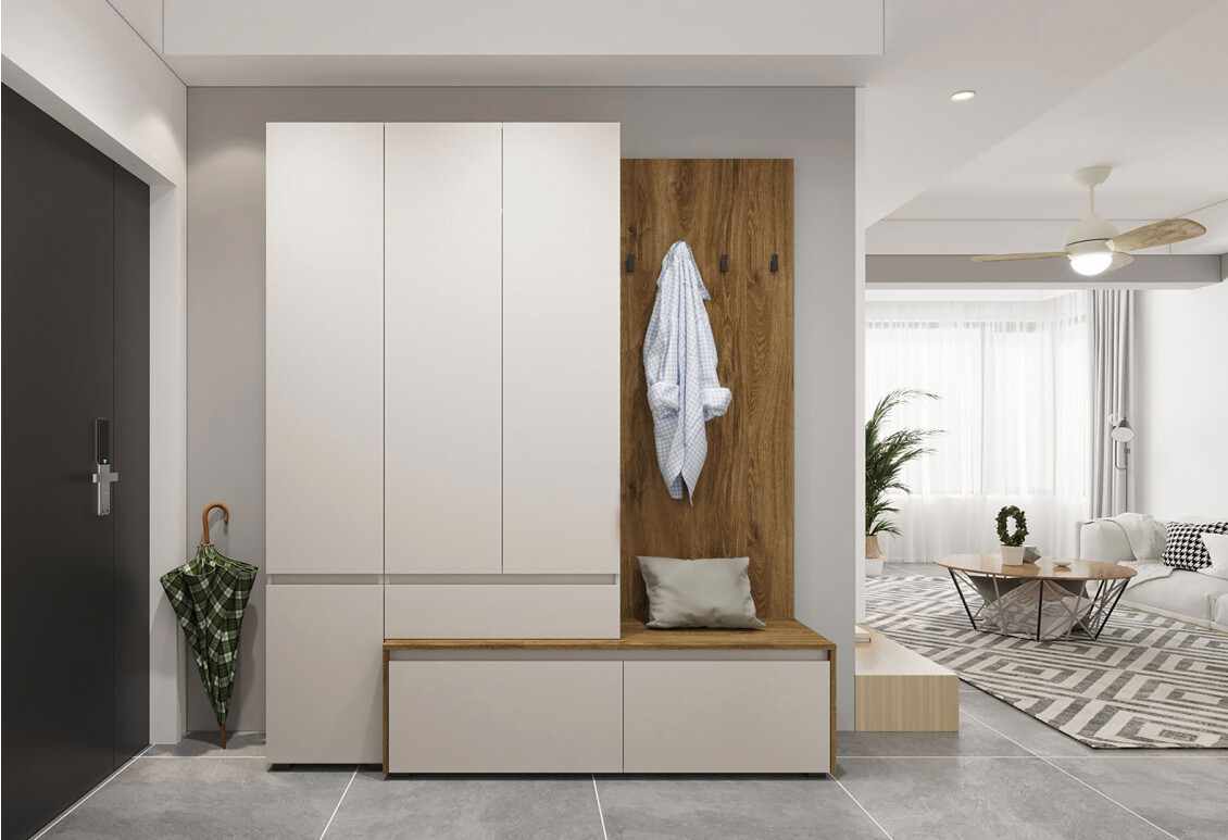 Фото Прихожая Gerbor холдинг Анси 190 см с пеналом, дуб травиата / кашемир