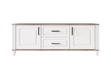 Фото Тумба под ТВ ВМК Канди RTV2D2S 160 см белый альпийский / дуб стерлинг, белый матовый