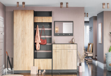 Фото Комплект в прихожую ІІІ Киевский стандарт МВ антрацит / дуб сонома