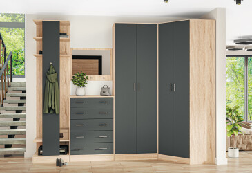 Фото Комплект в прихожую V Киевский стандарт МВ дуб сонома / антрацит