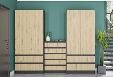 Фото Комплект в прихожую Киевский стандарт Соло антрацит / дуб рая