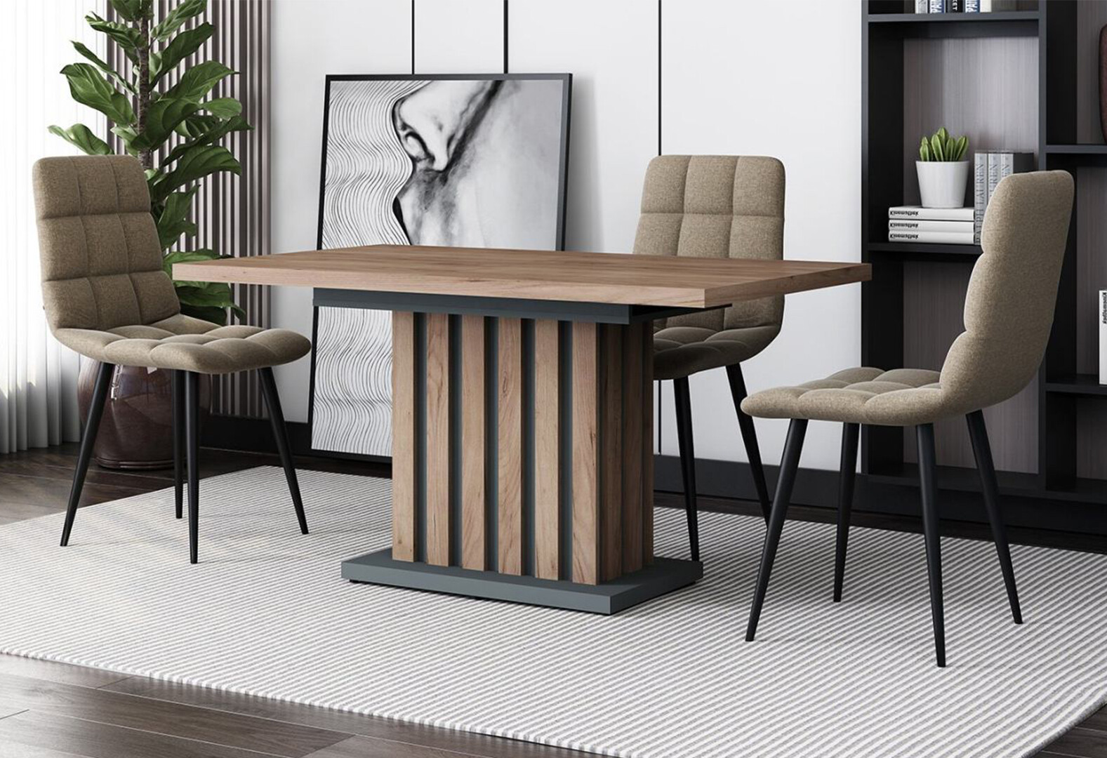 Фото 2 - Стол Art In Head Oxford / Оксфорд 120х82 см, дуб крафт золотой / графит серый