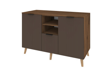 Фото Комод Киевский стандарт Лайн 3-дверный с нишей 110 см дуб ливорно / смоки софт