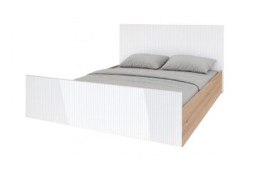 Фото Ліжко двоспальне Київський стандарт Лайн 160x200 см дуб рая / білий глянець