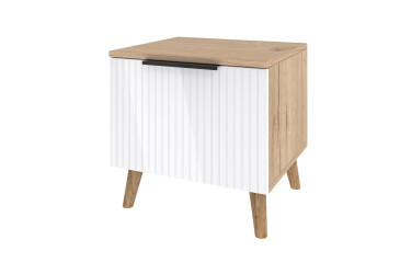Фото Тумба приліжкова Київський стандарт Лайн з шухлядою 45 см дуб рая / білий глянець