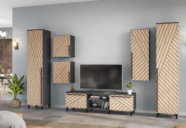 Фото Комплект ІІ в гостиную Киевский стандарт Лайн X Антрацит / дуб рая