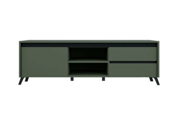 Фото Тумба ВМК Лаундж / Lounge RTV1K2So 155 см, зелёный дымчатый / черный