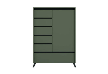 Фото Комод ВМК Лаундж / Lounge REG1D5S1K 95 см, зелёный дымчатый / черный