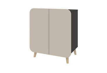 Фото Комод Киевский стандарт Руна 2-дверный 66 см антрацит / светлый какао софт