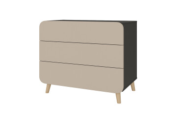 Фото Комод Київський стандарт Руна з 3 шухлядами 90 см антрацит / світлий какао софт