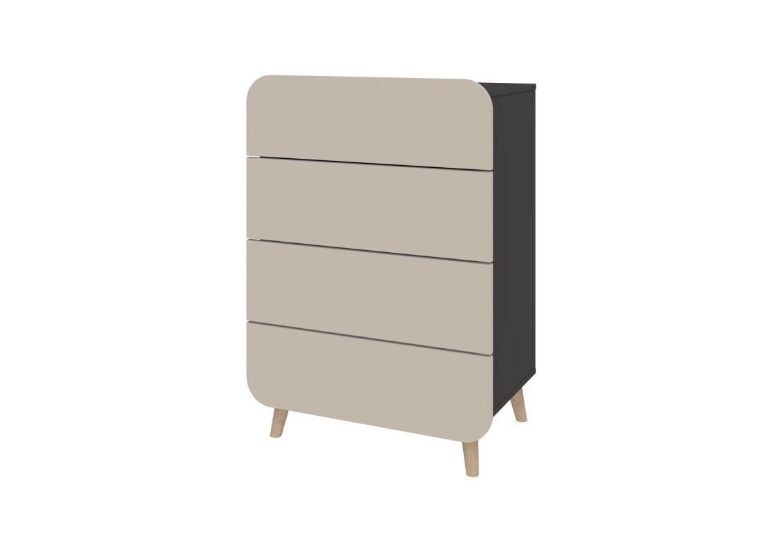 Фото Комод Київський стандарт Руна з 4 шухлядами 66 см антрацит / світлий какао софт