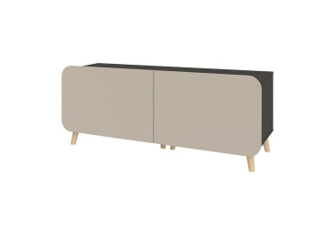 Фото Тумба под ТВ Киевский стандарт Руна 2-дверная 126 см антрацит / светлый какао софт