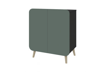 Фото Комод Киевский стандарт Руна 2-дверный 66 см антрацит / лагуна софт