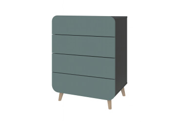 Фото Комод Київський стандарт Руна з 4 шухлядами 66 см антрацит / лагуна софт