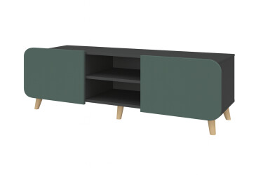 Фото Тумба під ТВ Київський стандарт Руна 2-дверна з полицями 166 см антрацит / лагуна софт