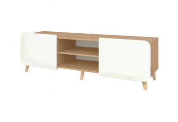 Фото Тумба під ТВ Київський стандарт Руна 2-дверна з полицями 166 см дуб рая / білий софт