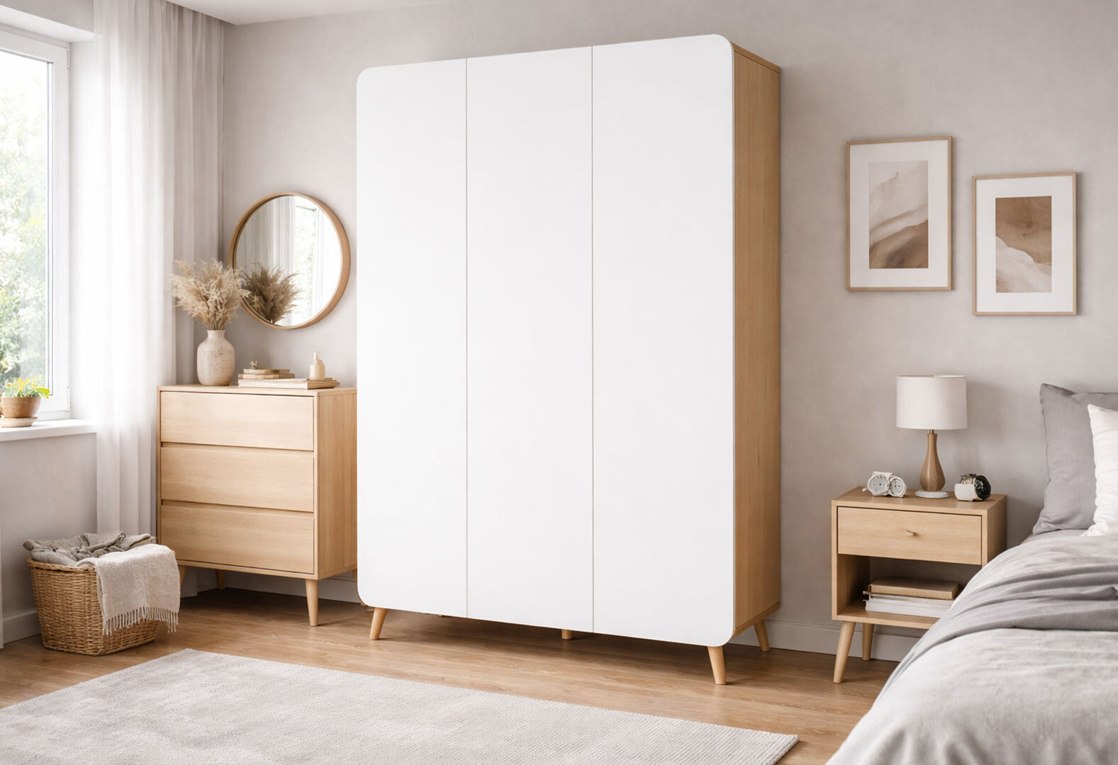 Фото 2 - Шкаф Киевский стандарт Руна 3-дверный 126.5 см дуб рая / белый софт