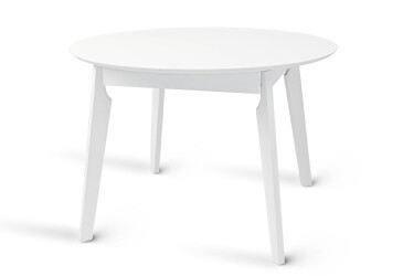 Фото Стол обеденный Марс круглый 100+40 white, раскладной