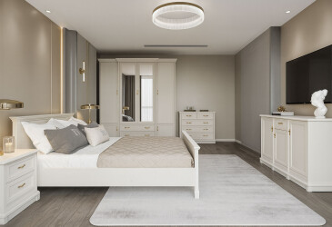 Фото Спальня Gerbor холдинг Соната Нью с 4-дверным шкафом, кровать 160х200 см, кашемир