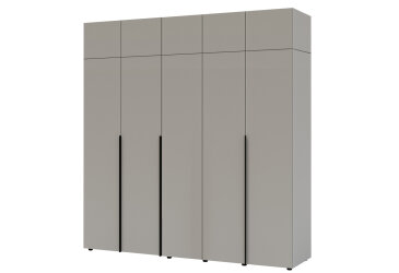 Image Шкаф Garant Соло 5D с антресолями, штангой и полками 222 см, серая мышка