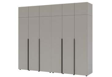 Image Шкаф Garant Соло 6D с антресолями, штангой и полками 264 см, серая мышка